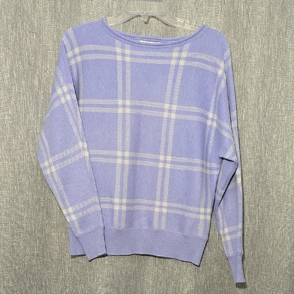 Cynthia Rowley Purple and Cream Crew Neck Sweater